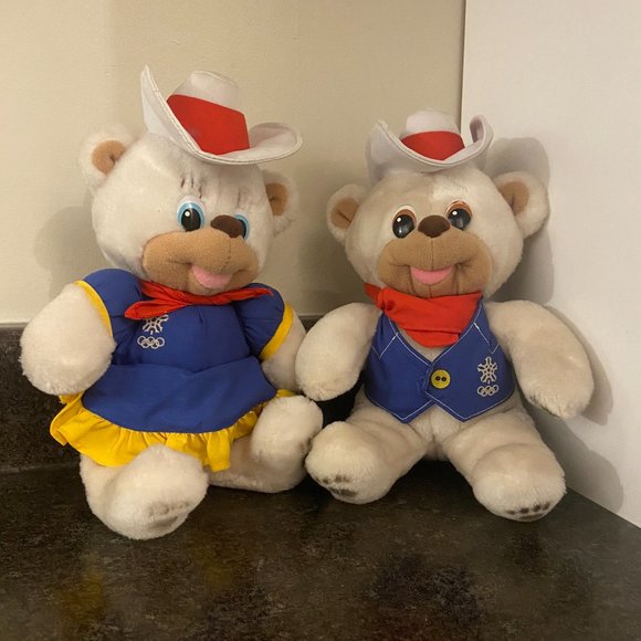 Vintage 1988 Calgary Winter Olympic Hidy and Howdy Mascot Plush Toys - Picture 4 of 11